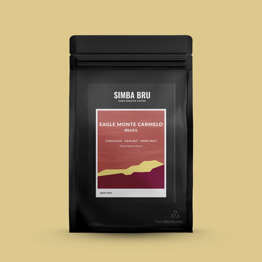 A bag of coffee beans from brazil