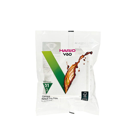 HARIO | V60 COFFEE FILTER PAPERS | SIZE 01 | WHITE (BLEACHED) | 100 PACK